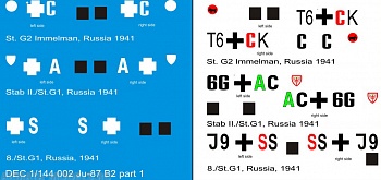 DEC1/144-002 Декаль 1/144 именные варианты на самолет  Ju-87B2