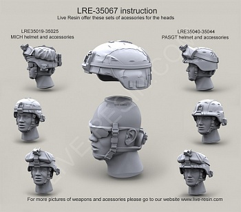 LRE35067 Набор голов современной армии США с очками ESS Crossbow Goggles